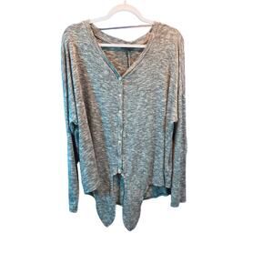 Signature Studio Women's Sweater XL - Grey/White, Front Tie, Button Closure